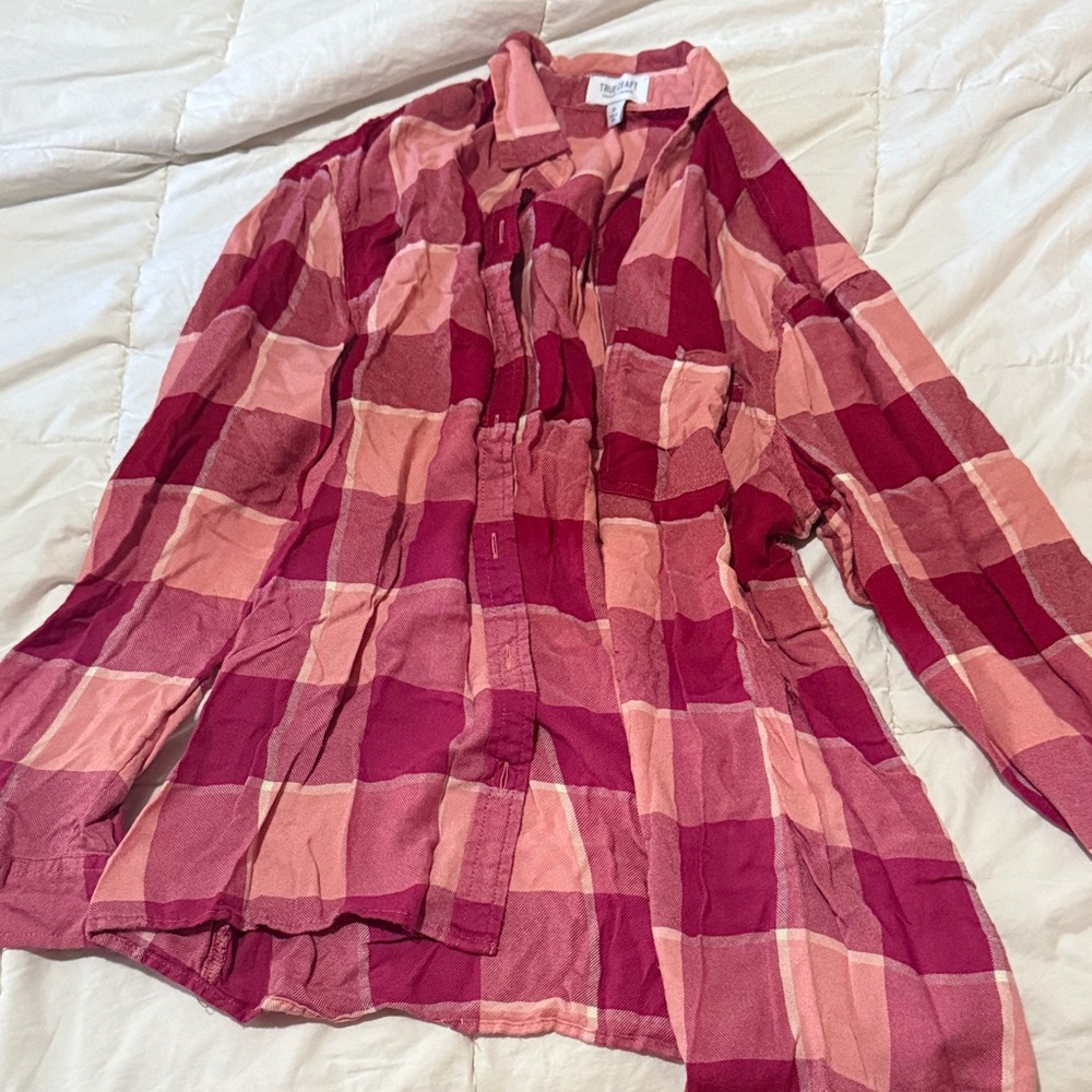 True Craft Red and Pink Plaid Shirt